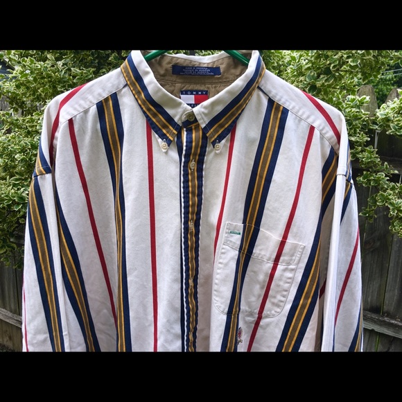 *SOLD* Vtg Tommy Hilfiger Striped Buttonup - Picture 2 of 8